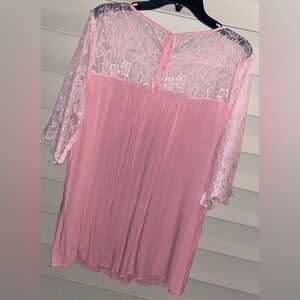 Boutique Pink Airy Blouse Sz-L Lacie Layering Sheer Sexy Elegant Back Tying Top
